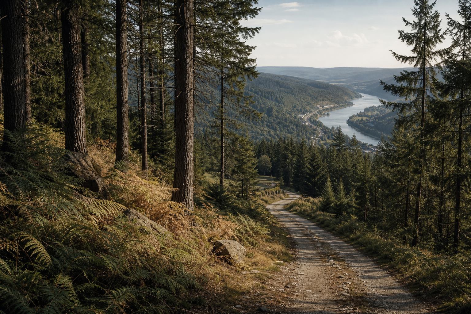 Nebel über dunklen Fichtenwäldern im Schwarzwald bei Titisee